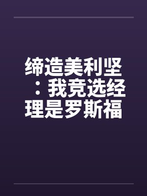 缔造美利坚：我竞选经理是罗斯福